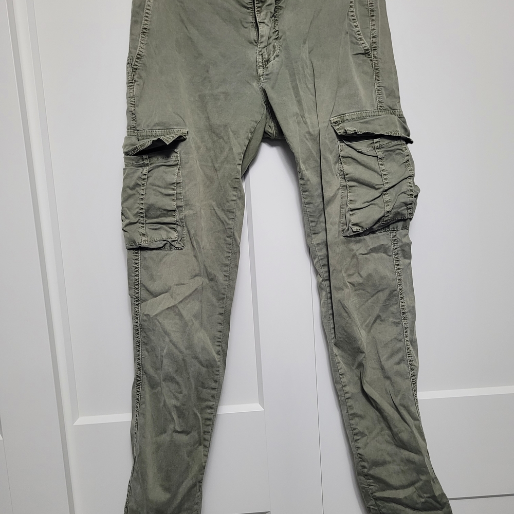 Cotton Italian Skinny Cargo Pants With Pockets